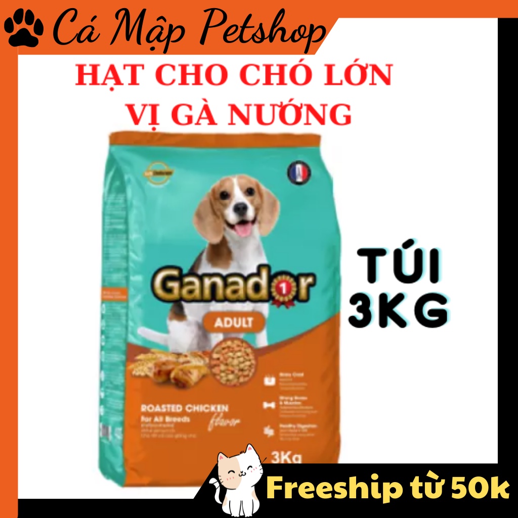 Hạt cho chó Ganador vị gà nướng , Hạt cho chó lớn túi 3kg