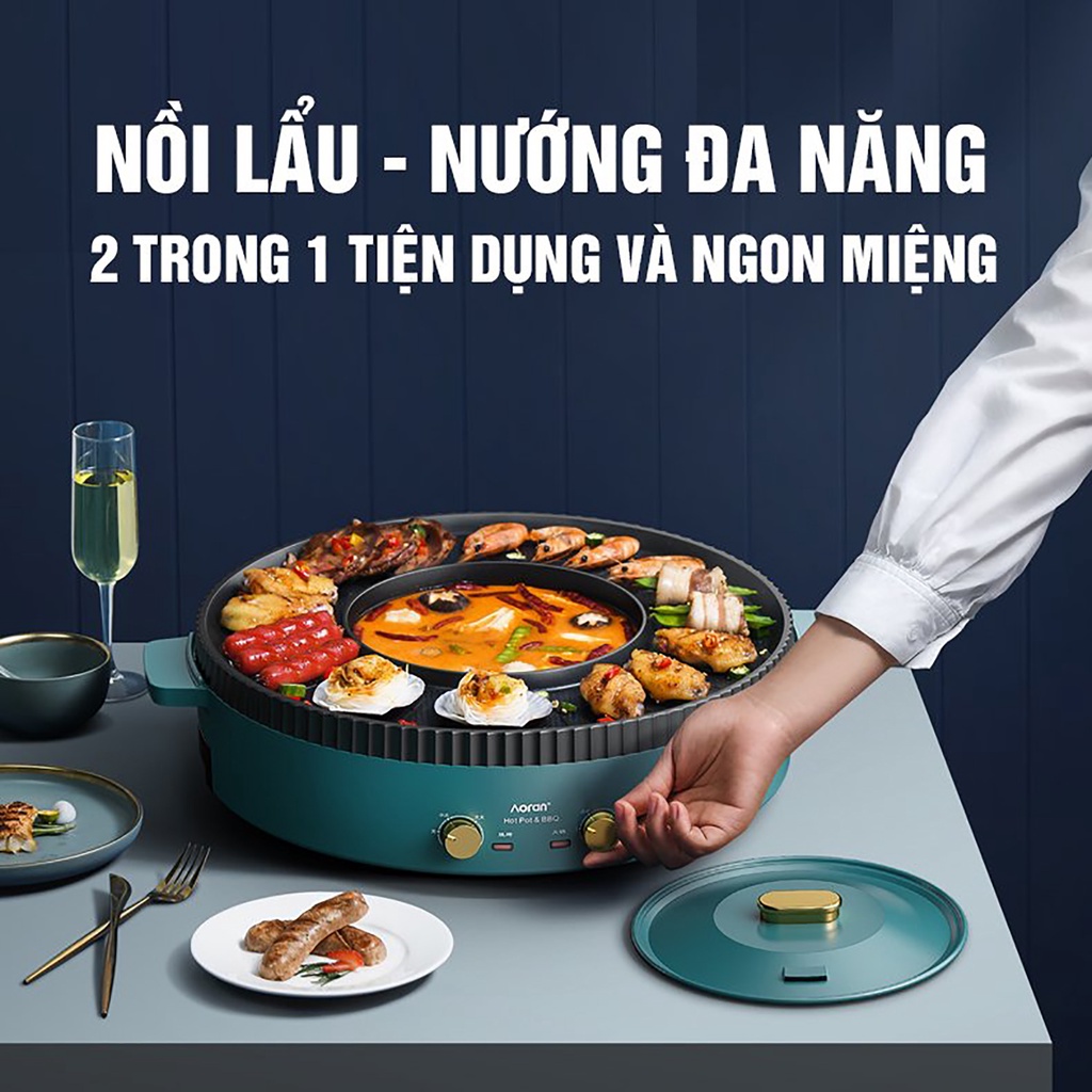 BẾP LẨU NƯỚNG 2 TRONG 1 - NỒI ÁP XUẤT ĐA NĂNG - MÓN NGON NGON CHO SỨC KHỎE - BH 12 THÁNG
