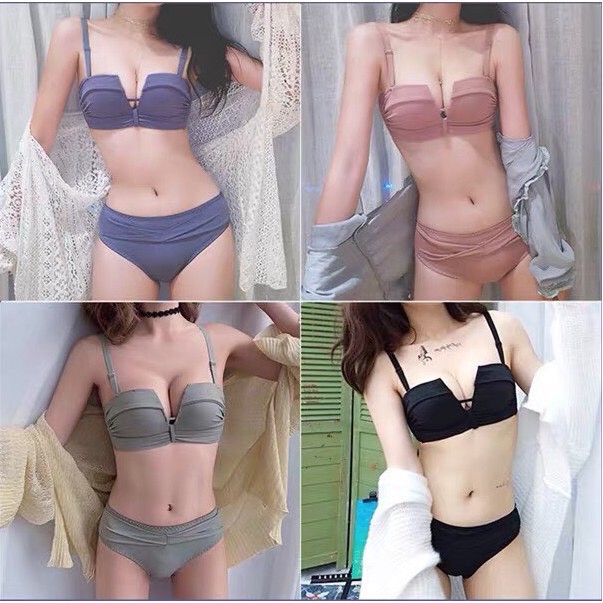 Bộ Đồ Lót Nữ Xoắn Nơ Cao Cấp - Áo Ngực Nữ Su Không Gọng Xoắn Nơ AS87 | BigBuy360 - bigbuy360.vn