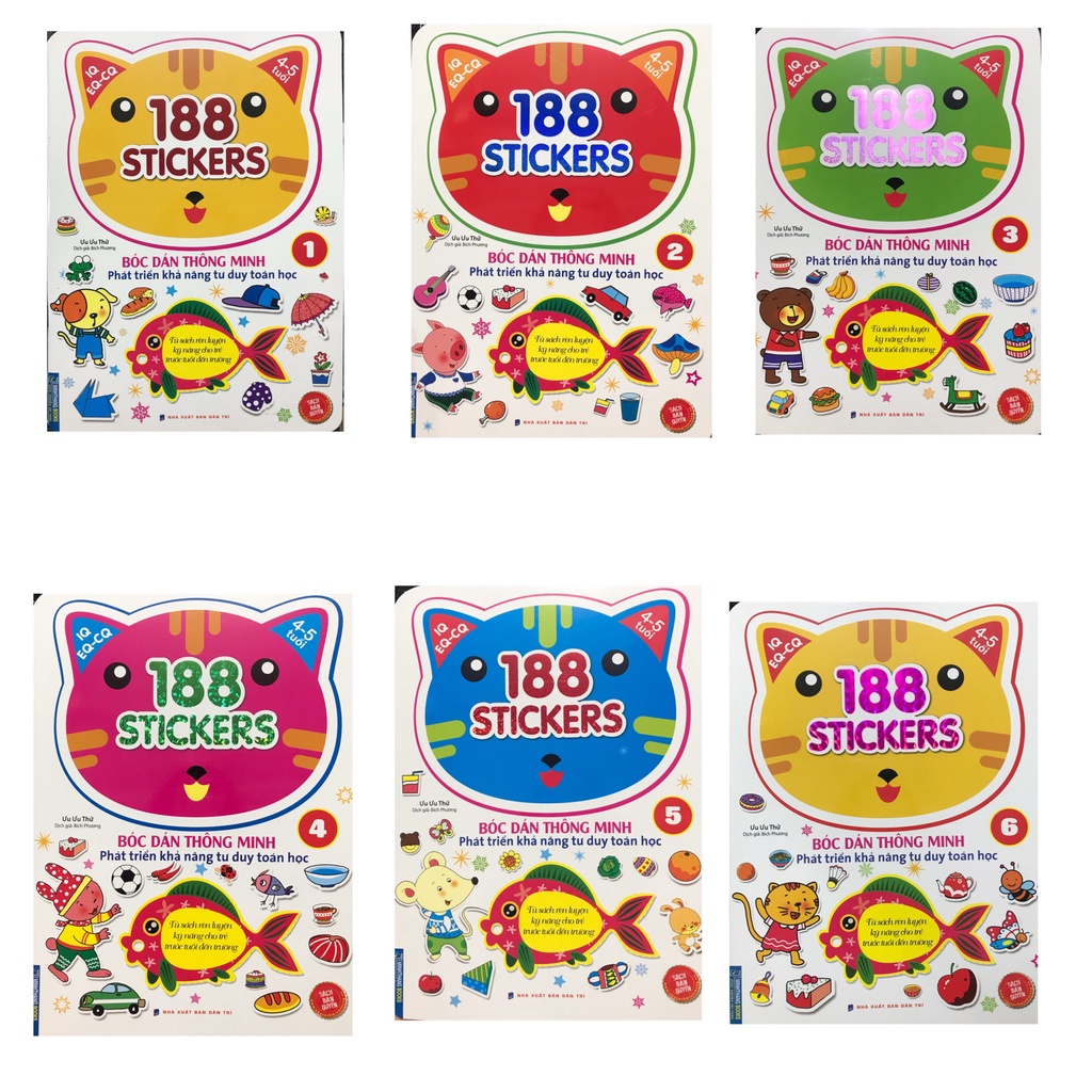 Sách - Combo 188 stickers Bóc dán thông minh ( 6 cuốn )