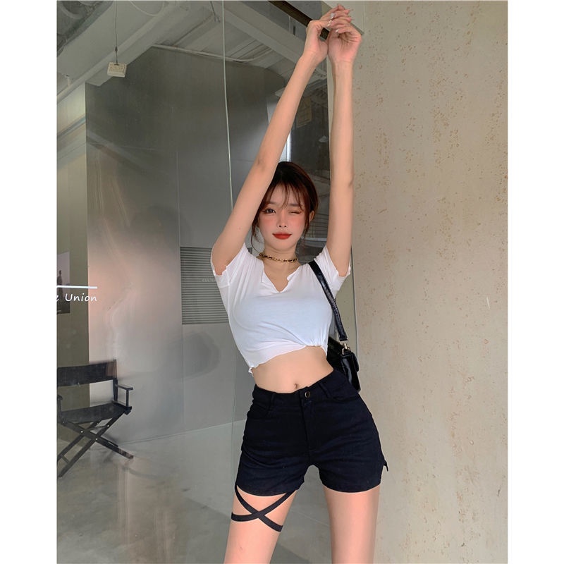 Quần Short Jeans Lưng Cao Thời Trang Cho Nữ