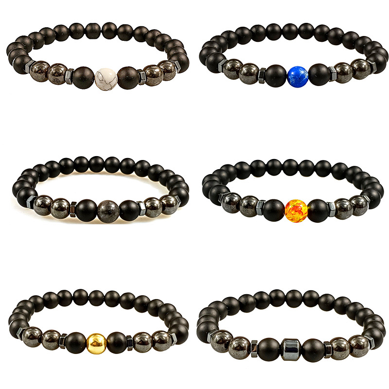 Vòng đeo tay xâu hạt đá Onyx màu đen thời trang
