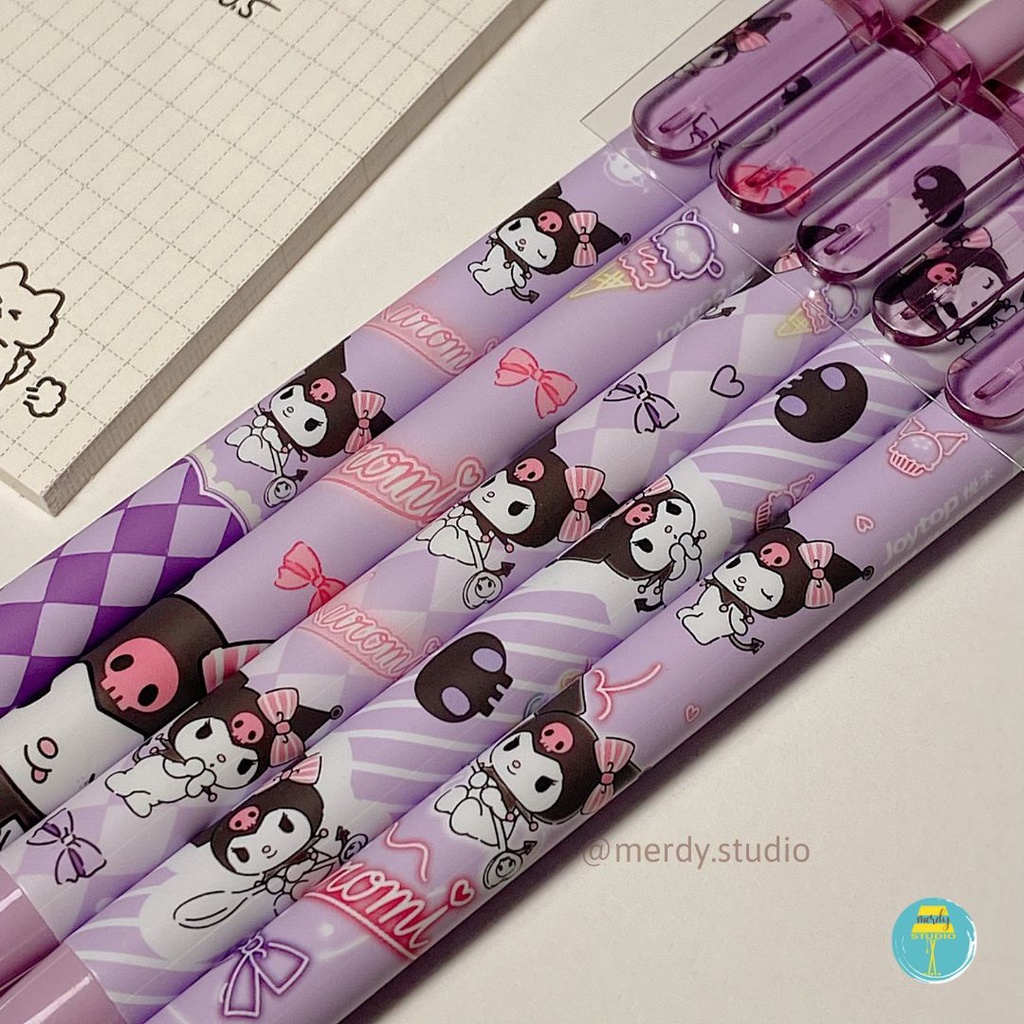 Set 5 cây bút JOYTOP Sanrio Characters Kuromi, Cinnamoroll, My Melody mực đen, ngòi 0.5mm