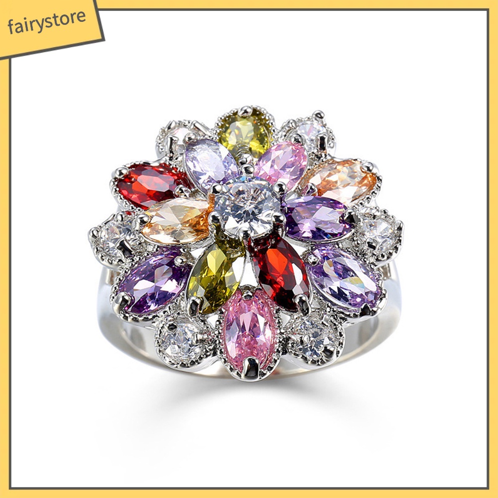 Nhẫn Đính Hôn Đính Đá Nhân Tạo Nhiều Màu Dành Cho Nữ