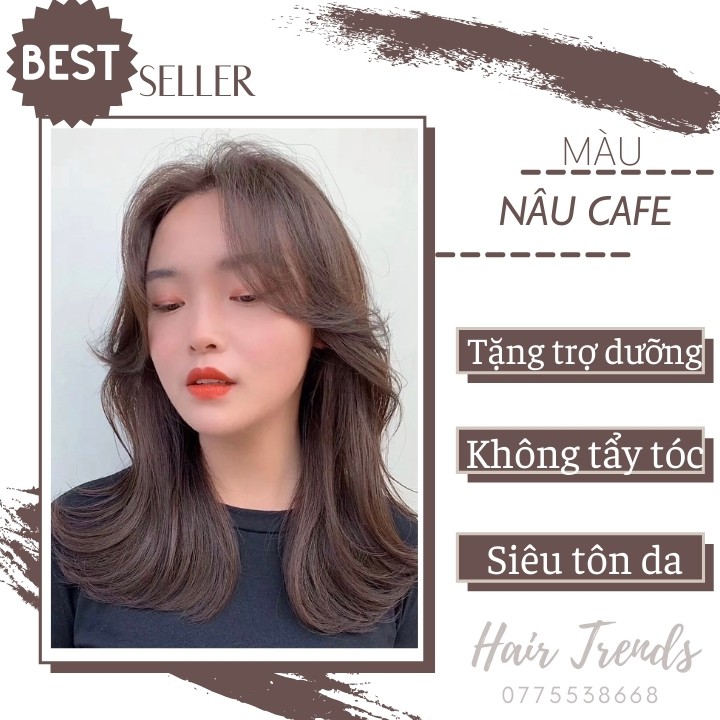 Thuốc nhuộm tóc màu NÂU CAFE 💖 tặng OXI/TRỢ DƯỠNG 100ML