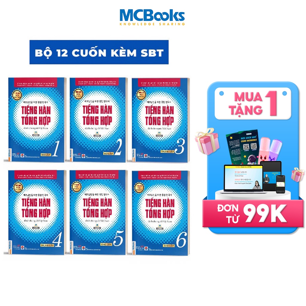 Sách - Combo 6 Tập Tiếng Hàn Tổng Hợp Dành Cho Người Việt Nam (Giáo trình+SBT)