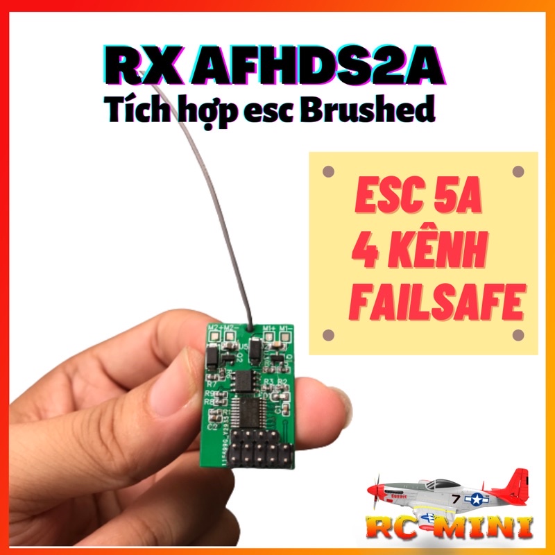 Rx FS2A (AFHDS2A), Rx IA6B tương thích tích hợp esc brush ed chế tạo máy bay điều khiển