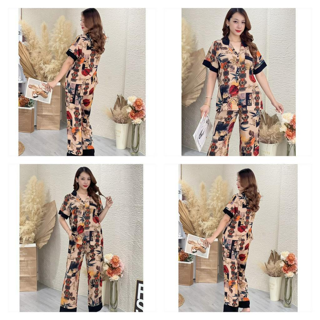 Đồ bộ pyjama tay ngắn phối , lụa mango cao cấp