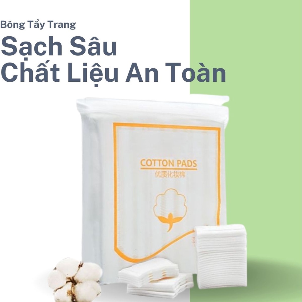[Combo 5 Gói] Bông Tẩy Trang Cotton Pad 100% Cotton Tự Nhiên Siêu Thấm Siêu Mịn Không Gây Xơ 222 Miếng 3 Lớp Angola