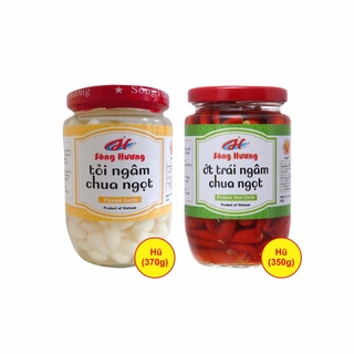 Combo 1 hũ tỏi ngâm chua ngọt 370g + 1 hũ ớt trái ngâm chua ngọt 350g sông hương foods
