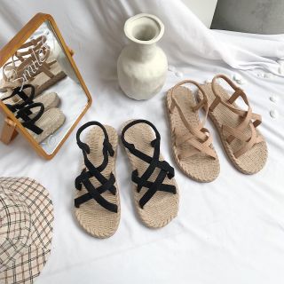 [XẢ KHO] Sandal Chéo Đế Cói