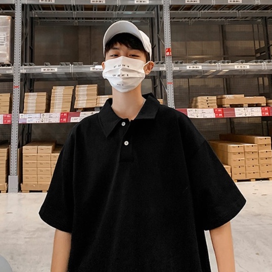 Áo thun polo tay ngắn dáng rộng có khóa kéo thời trang phong cách Hàn Quốc cho nam fashion simple áo phông