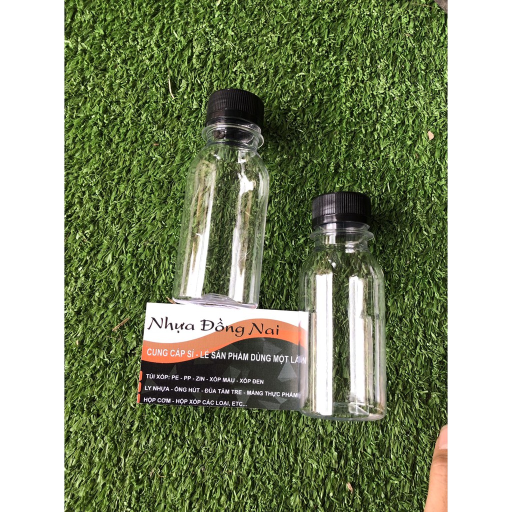 Chai nhựa tròn nắp đen NHỰA ĐỒNG NAI 100ml dày dặn - đựng nước, trà sữa - kèm nắp