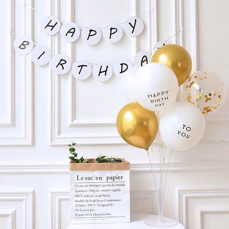 Dây Chữ Banner Happy Birthday Trang Trí Sinh Nhật Bằng Giấy Dáng Tròn Phong Cách Hàn Quốc - Kemshop K40