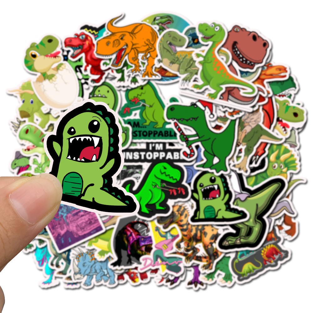 Bộ 50 Miếng Sticker Chống Thấm Thế Giới Khủng Long Ngộ Nghĩnh MÃ ST2010