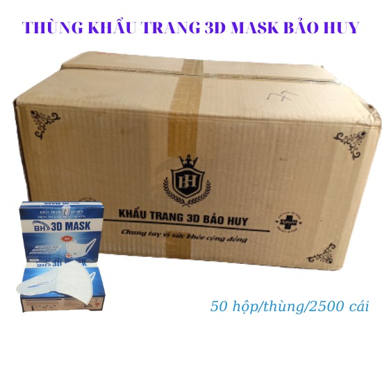 Thùng Khẩu Trang 3D Mask Bảo Huy Công Nghệ Dập Nhật Bản ( Thùng 50 Hộp)