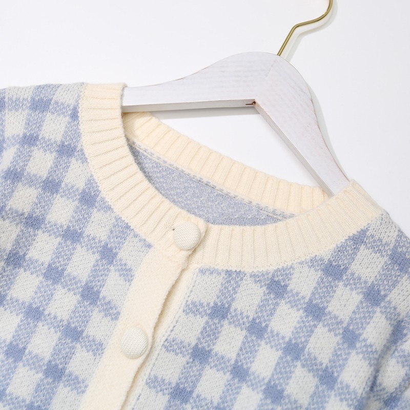 NZN Áo Cardigan Dài Tay Họa Tiết Sọc Caro Thiết Kế Độc Đáo Thời Trang Thu Đông