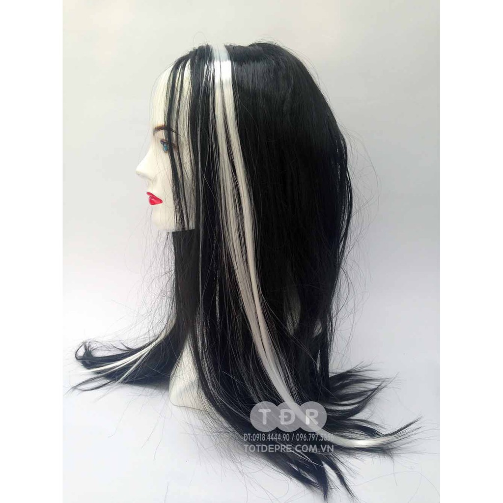 Đồ chơi trung thu Halloween Tóc Giả Hóa Trang kiểu thẳng dài màu bạch kim hoặc vảy line trắng