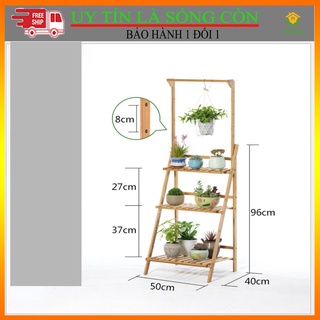 Kệ Để Chậu Hoa, Cây Cảnh, Bonsai Chữ H 4 tầng Lệch Ngăn Có Bánh Xe