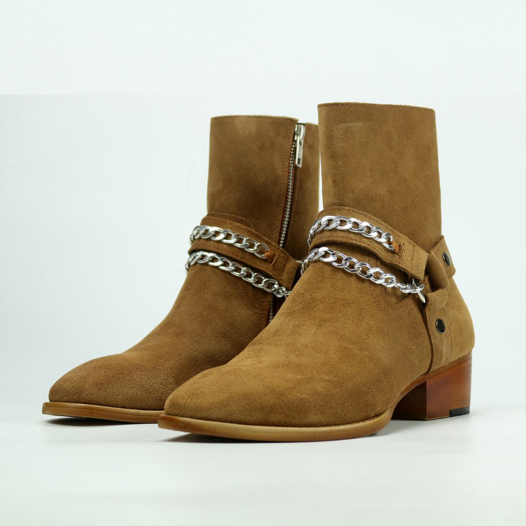 Harness boots tobacco with silver chains | BigBuy360 - bigbuy360.vn