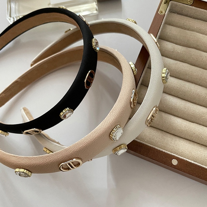 Băng Đô Cài Tóc Đính Đá Họa Tiết Chữ Kiểu Dáng Sang Trọng