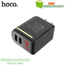 CỦ SẠC HOCO C39 (MẪU MỚI 2018) MAX 5V-2.4A (12W) ✓ 2 CỔNG USB ✓ LED HIỂN THỊ DÒNG ĐIỆN✓ IC ỔN ĐỊNH ĐIỆN ÁP