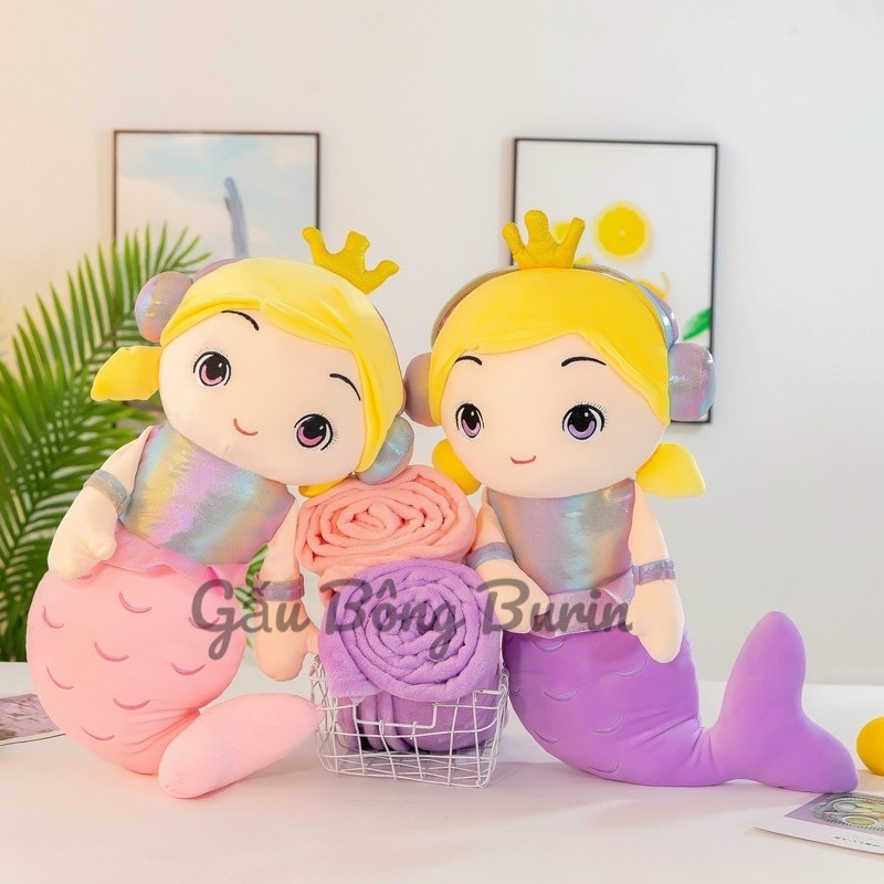 Gấu bông kèm mền nàng tiên cá siêu cute, siêu to