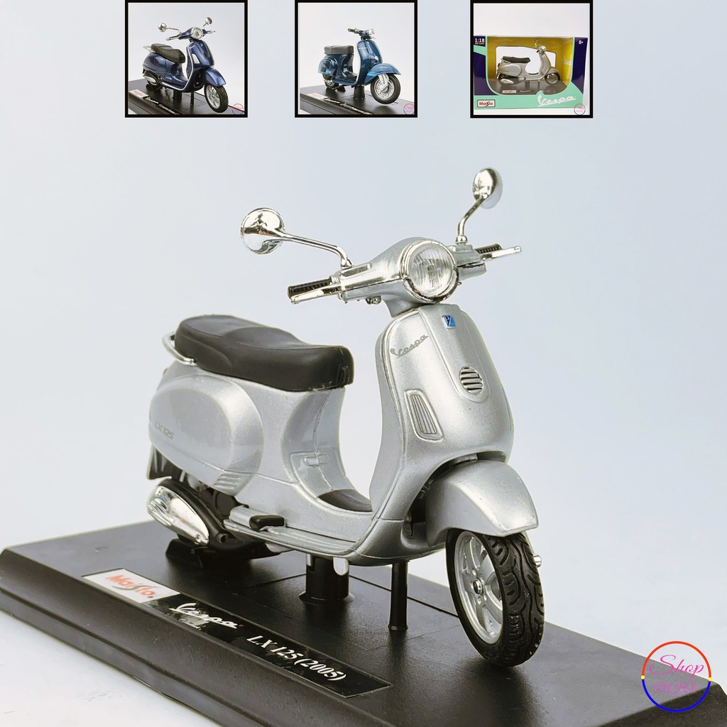 Xe mô hình Vespa TẶNG KÈM BIỂN SỐ tỉ lệ 1:18 hãng Welly