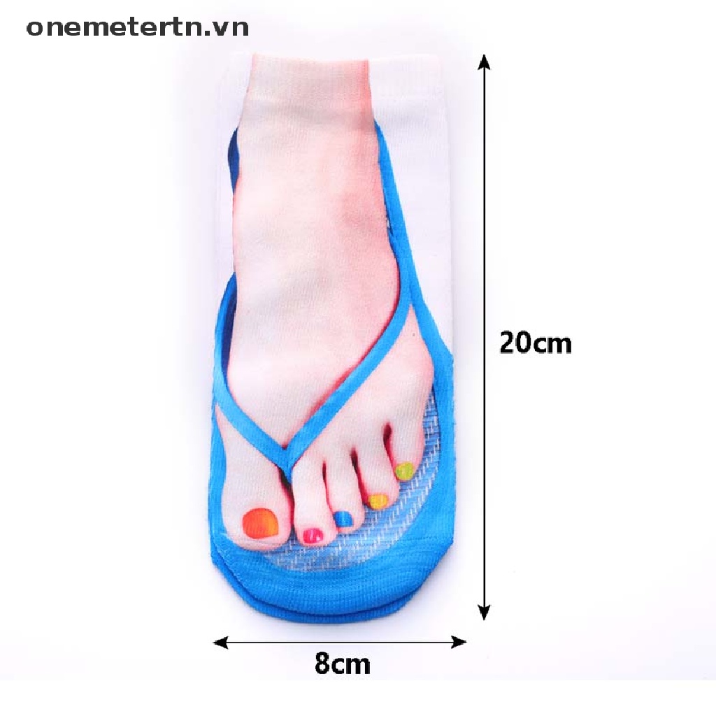 Tất Cotton Cổ Thấp In Hình Bàn Chân 3D Dễ Thương Cho Nữ