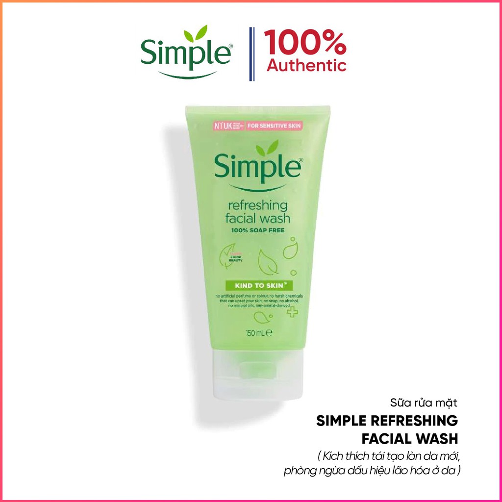 Sữa Rửa Mặt Tươi Mát Simple Gel Kind To Skin Refreshing Facial Wash Gel 150ml - Londonstore.vn