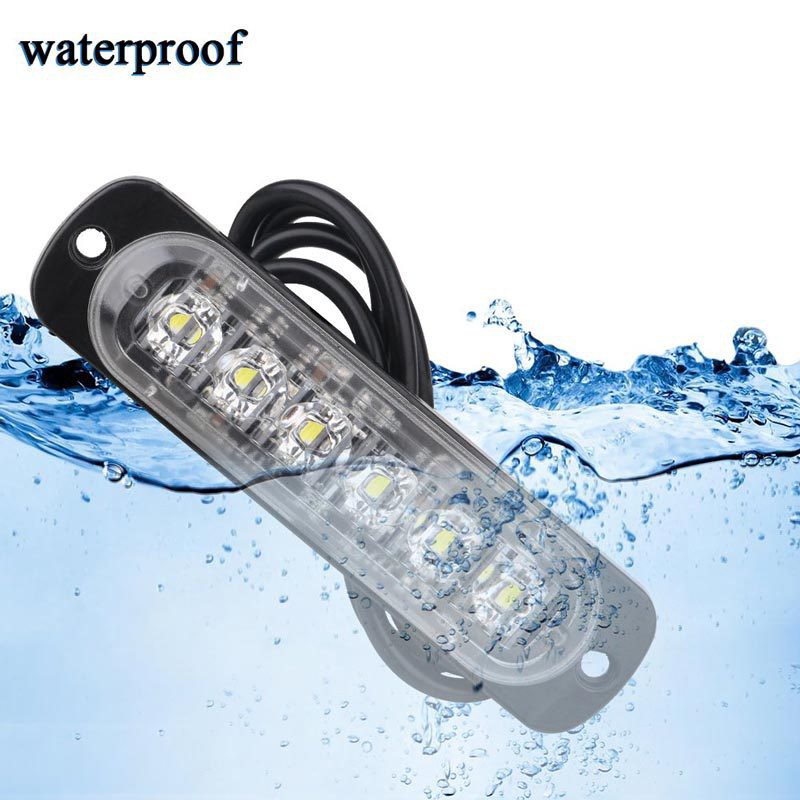 UNI-SHINE Xe máy 6LED Đèn cảnh báo ánh sáng nhấp nháy Đèn xe 12-24V Cảnh báo LED Xe tải Đánh dấu bên hông Đèn flash siêu mỏng Xe cứu thương Đèn cảnh sát khẩn cấp