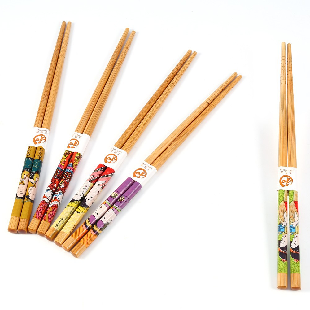 Set 5 đôi đũa tre tự nhiên phong cách Nhật Bản độc đáo