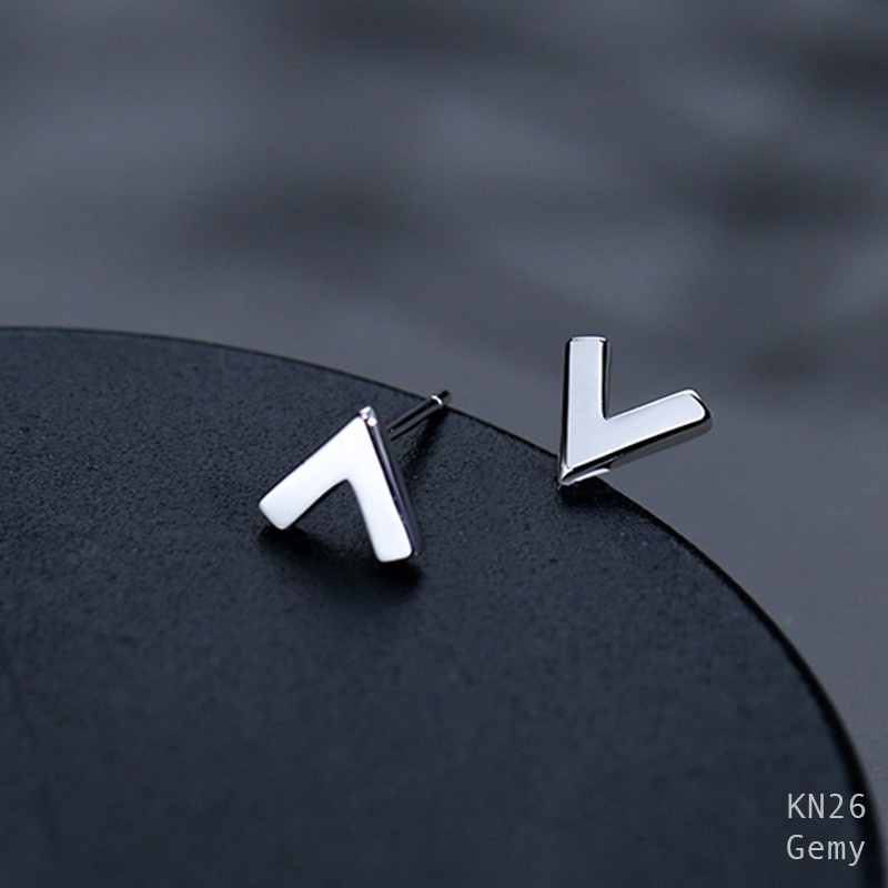 Khuyên tai nam bạc ta thiết kế chữ V đơn giản, cá tính, unisex Victory (1 chiếc) | GEMY SILVER KN26