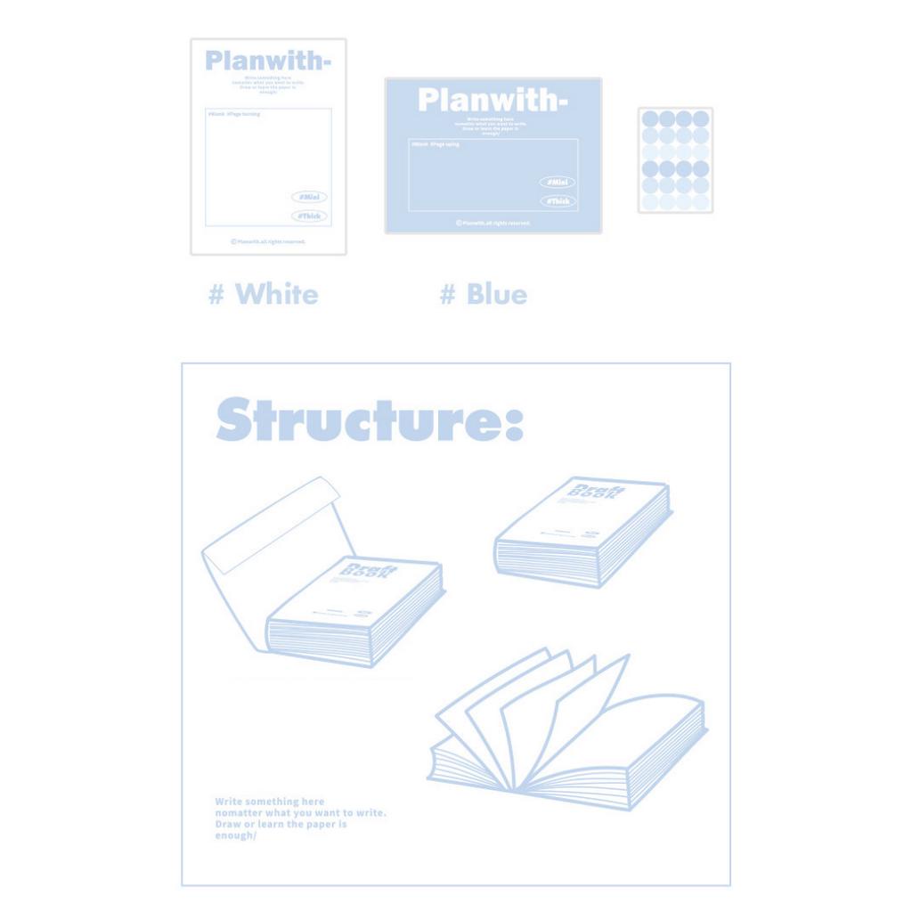 Sổ Tay Planwith Size MINI Ruột Trơn 240 Trang Giấy 100GSM Tặng Kèm Sticker