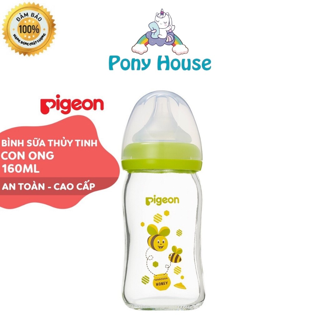 Bình Sữa Pigeon Thủy Tinh Cổ Rộng Plus 160ml - 240ml