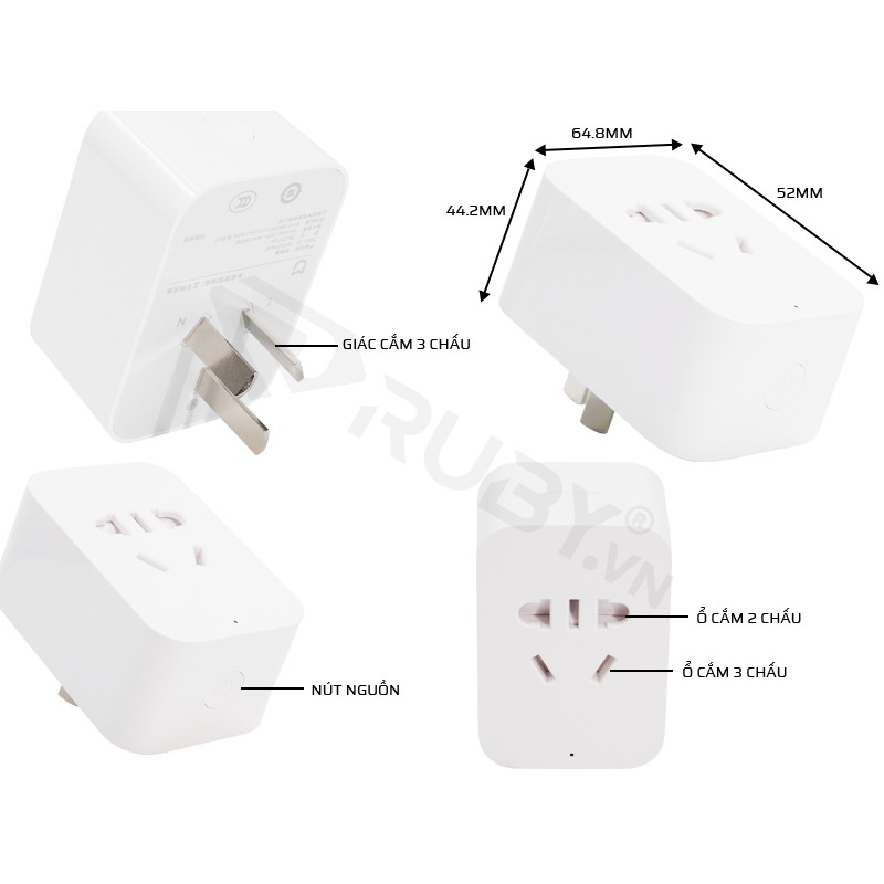 Ổ Cắm Điện Thông Minh Xiaomi Wifi Homekit, Điều khiển Thông Qua App, Chống Cháy, Chịu Nhiệt, An Toàn