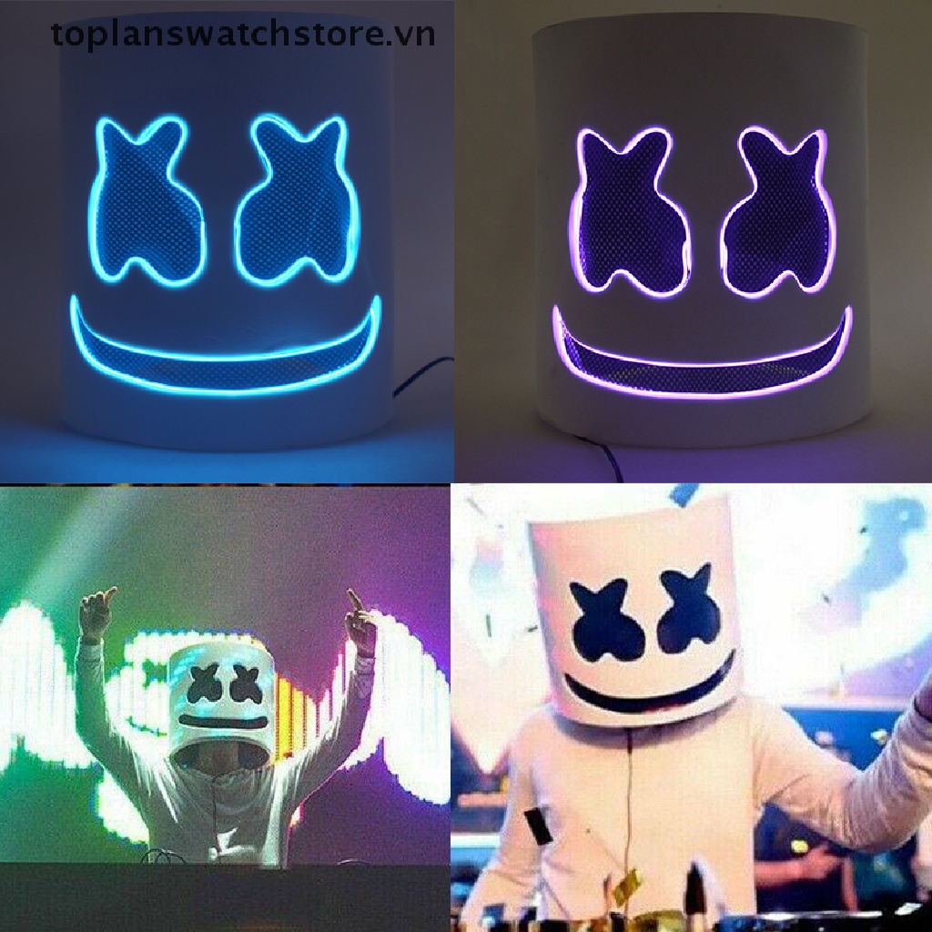 toplanswatchstore   Christmas LED Mask Full Head Music Marshmallow Helmet Cosplay
