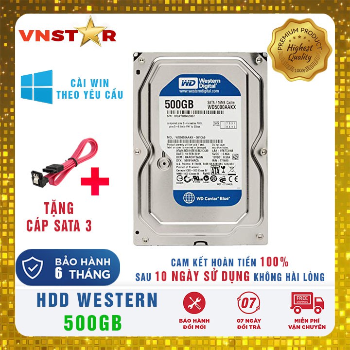 Ổ Cứng HDD PC WD 500GB BLUE - Nhập Khẩu Từ Nhật Bản Hàn Quốc Mới 99% - Bảo Hành 6 Tháng 1 Đổi 1