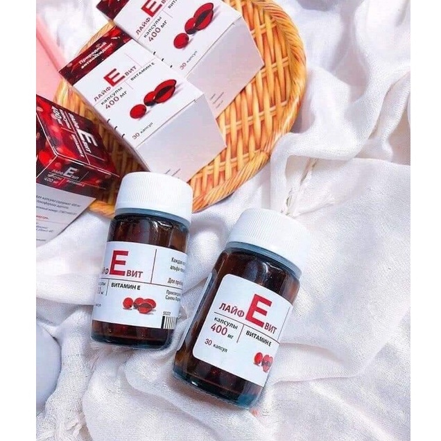 Vitamin E đỏ thủy tinh Nga 400mg  thủy tinh, đẹp da, chống lão hóa, tốt cho mắt