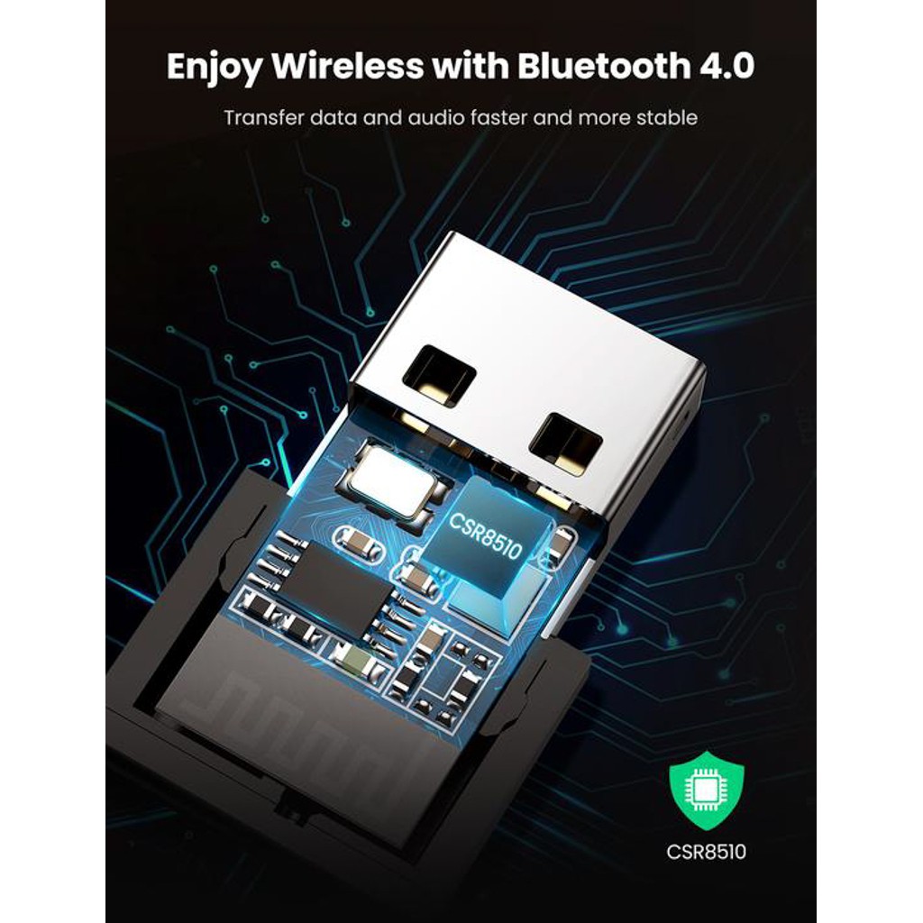 USB Bluetooth Ugreen cho máy tính để bàn [Bluetooth 4.0 &amp; Hỗ trợ atpX]