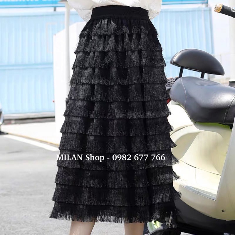 Chân váy dài tầng tua rua style | BigBuy360 - bigbuy360.vn