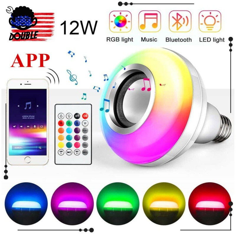 Bóng Đèn Led Đổi Màu Bluetooth 12w E27 Rgb Trang Trí Nhà Cửa / Quán Bar / Ktv