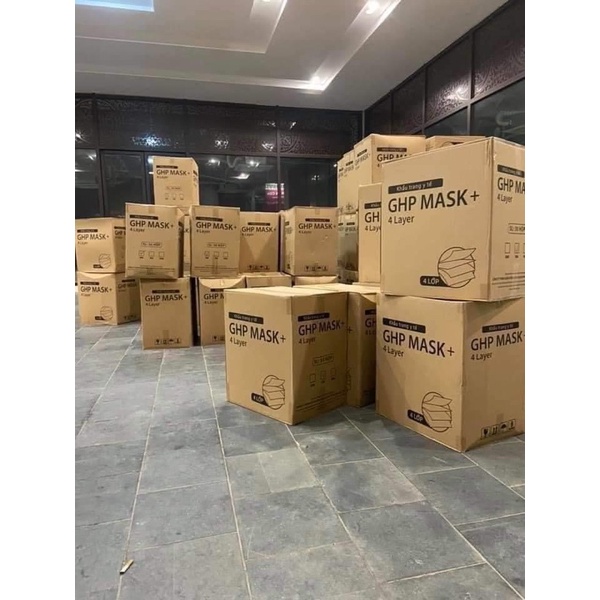 Khẩu Trang Y Tế FREESHIP Khẩu Trang 4 Lớp Kháng Khuẩn GHP MASK (hộp 50 cái Màu Trắng)