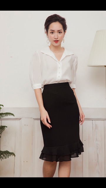 Chân váy công sở phối bèo | BigBuy360 - bigbuy360.vn