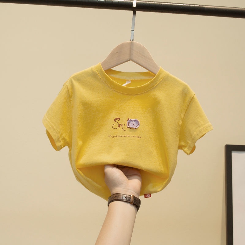 Áo thun tay ngắn vải cotton phong cách Hàn Quốc thời trang cho bé trai