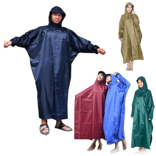 Áo mưa vải dù bít kín người loại lớn cao cấp không xẻ tà siêu dày chống thấm, áo mưa 1 người đơn liền thân nam nữ đi xe