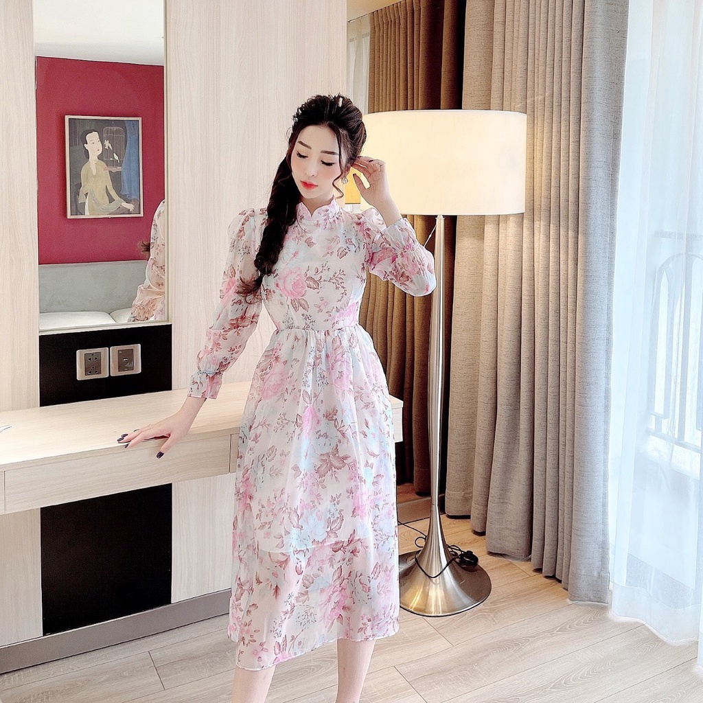 Đầm cổ tàu 🔸 HÀNG LOẠI 1 🔸 đầm dáng xòe chất liệu tơ mềm mại, form tôn dáng siêu hot | BigBuy360 - bigbuy360.vn