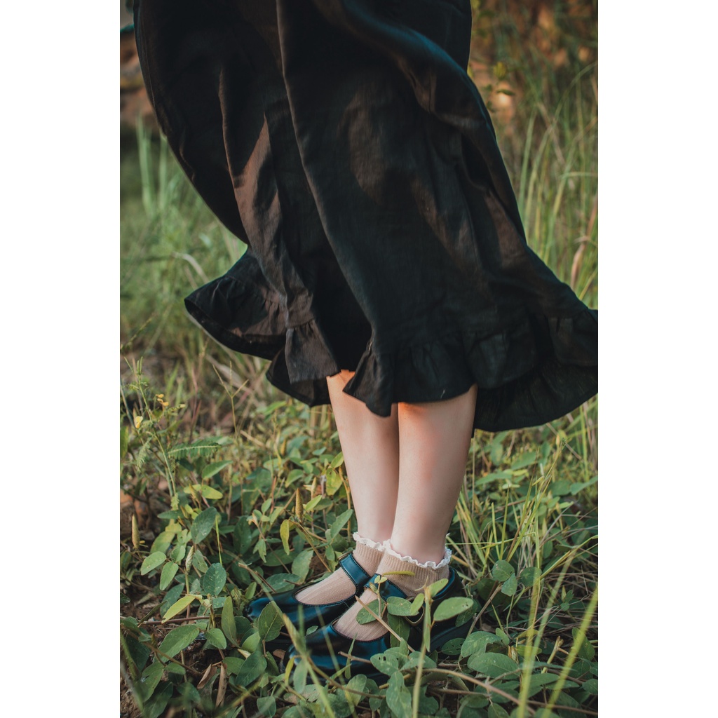 Váy hai dây Linen Đen