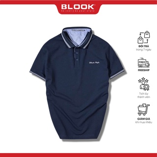 Áo polo nam BLOOK cổ bẻ vải thun cá sấu cotton co giãn thoải mái logo thêu, xuất xịn, trẻ trung, thanh lịch, 43053