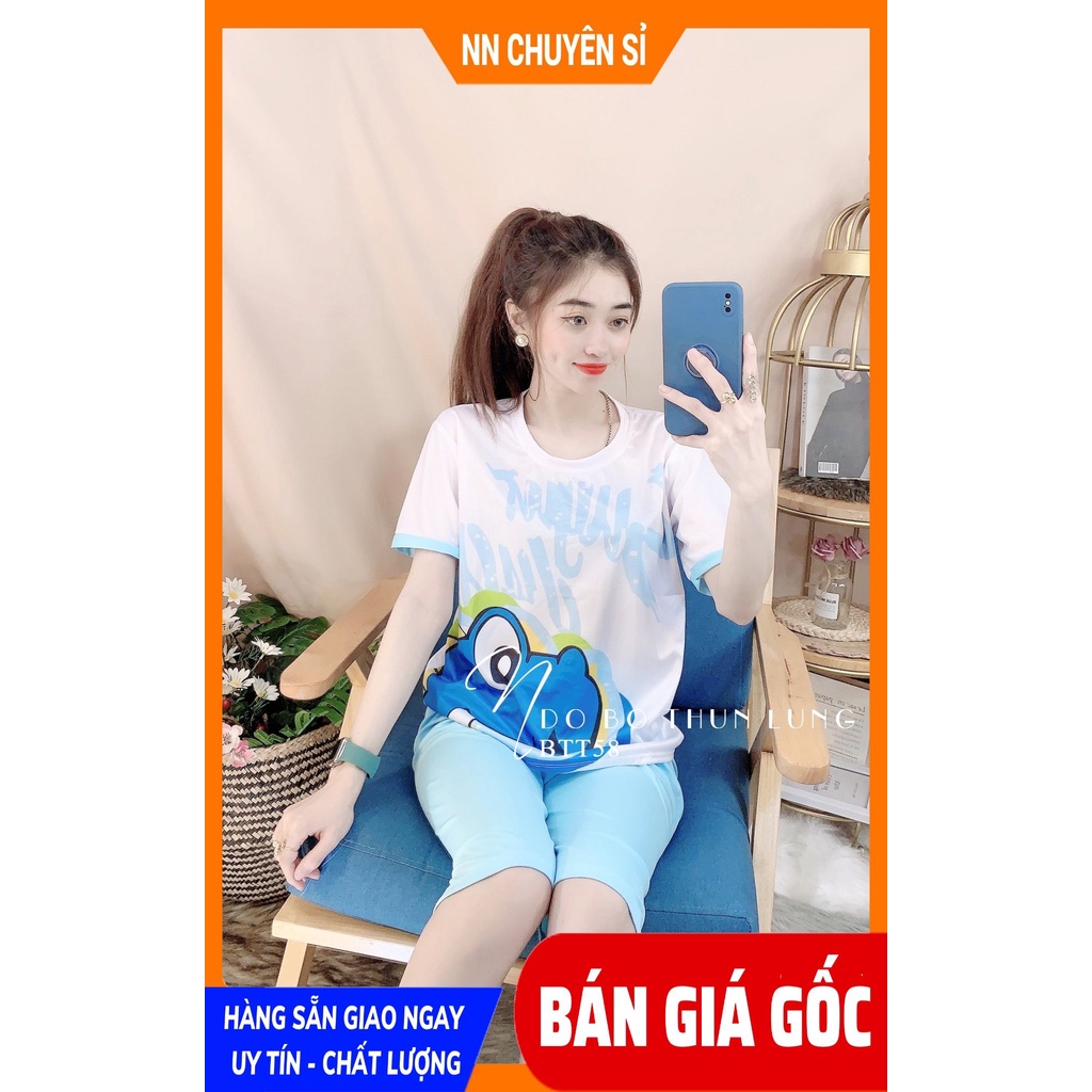 Đồ bộ thun lửng cho nữ mặc nhà chất vải mềm mát in hình hoạt hình dễ thương BTT58